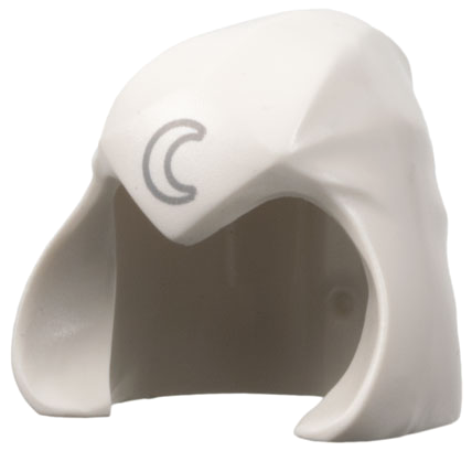 Minifigure, Headgear Wrap / Hood Thick Bandages, Pointed at Forehead with Light Bluish Gray Crescent Moon Pattern