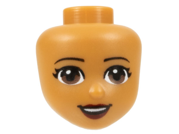 Mini Doll, Head Friends with Reddish Brown Eyes, Dark Red Lips and Open Mouth Smile Pattern