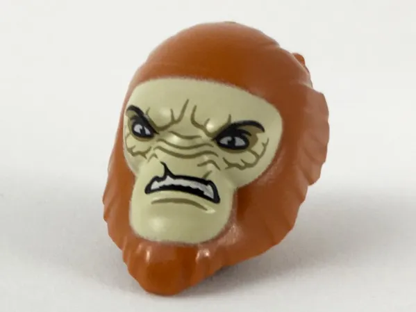 Minifigure, Head, Modified Hylobon with Tan Face and Open Mouth Frown Pattern