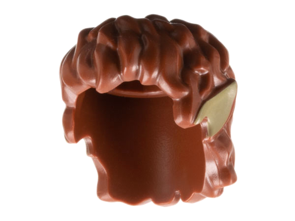 Minifigure, Hair Mid-Length Tousled with Dark Tan Pointed Ears Pattern
