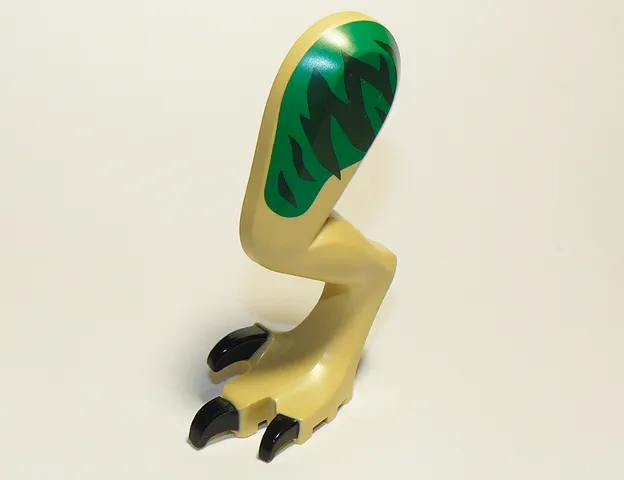 Dinosaur Leg Large (Rear) Indoraptor / Baryonyx / Therizinosaurus Left with Pin, Black Claws with Dark Green Stripes on Green Background Pattern