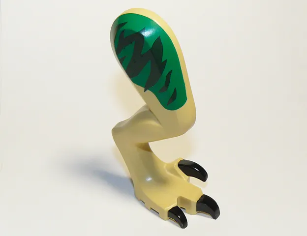 Dinosaur Leg Large (Rear) Indoraptor / Baryonyx / Therizinosaurus Right with Pin, Black Claws with Dark Green Stripes on Green Background Pattern