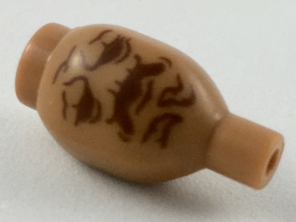 Plant Root Vegetable with Stud and Bar with Reddish Brown Eyes, Mouth, and Wrinkles Pattern (HP Mandrake Face)