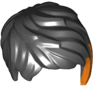 Minifigure, Hair Female Short Tousled with Side Part and Orange Highlights Pattern