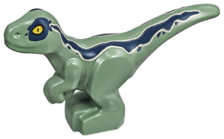 Dinosaur Baby Standing with Dark Blue Stripes and Yellow Eyes Pattern