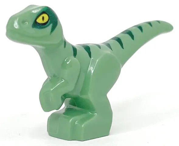 Dinosaur Baby Standing with Dark Green Stripes and Yellow Eyes Pattern (Jurassic World Delta)
