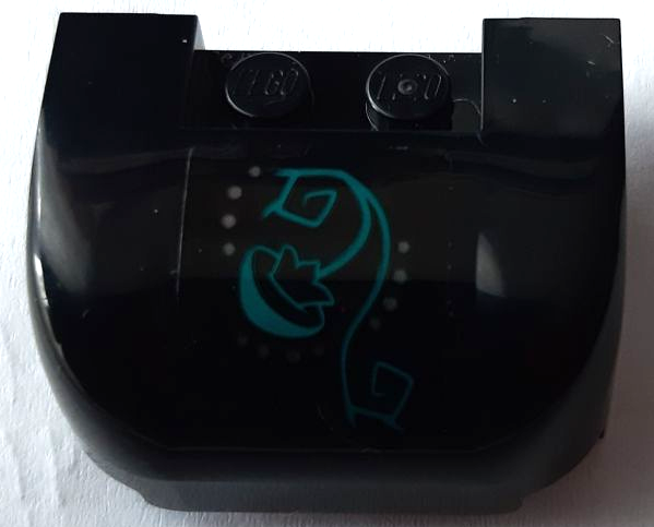 Vehicle, Mudguard 3 x 4 x 1 2/3 Curved Fenders with Dark Bluish Gray Dots, Dark Turquoise Scrollwork and Flower Pattern (Sticker) - Set 41195