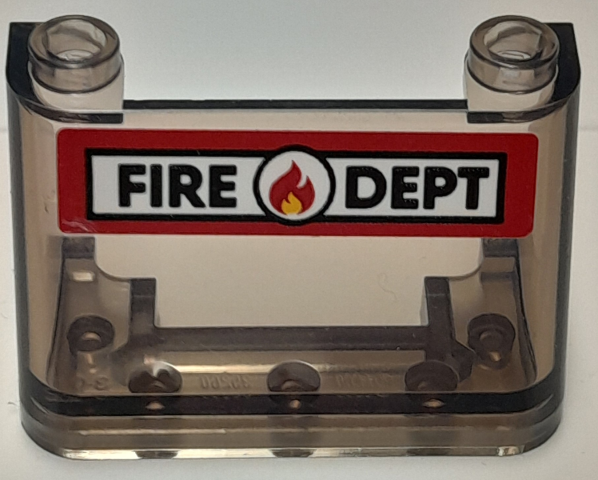 Windscreen 2 x 4 x 2 with Black 'FIRE DEPT' and Fire Logo on White Background with Red Border Pattern (Sticker) - Set 40393