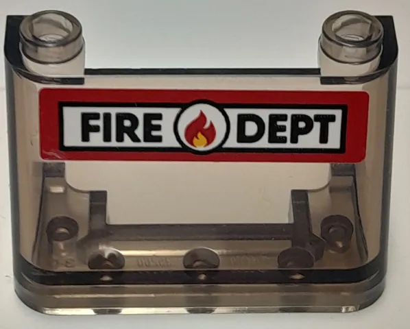 Windscreen 2 x 4 x 2 with Black 'FIRE DEPT' and Fire Logo on White Background with Red Border Pattern (Sticker) - Set 40393