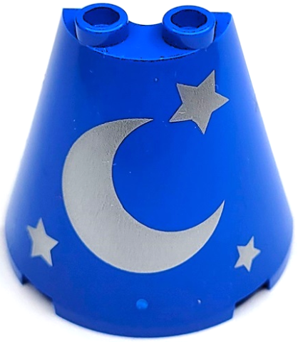 Cone Half 4 x 2 x 3 with Silver Crescent Moon and Stars Pattern