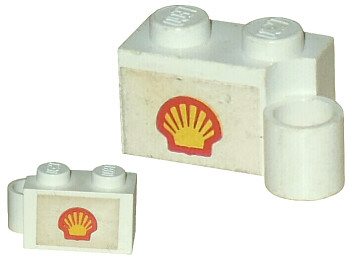 Hinge Brick 1 x 4 Swivel Base with Shell Logo Pattern on Both Sides (Stickers) - Sets 377-1 / 601-1