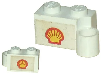 Hinge Brick 1 x 4 Swivel Base with Shell Logo Pattern on Both Sides (Stickers) - Sets 377-1 / 601-1