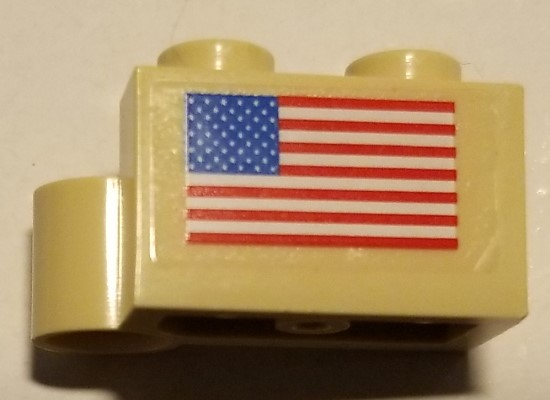 Hinge Brick 1 x 4 Swivel Base with United States of America (USA) Flag Pattern (Sticker) - Set 10029