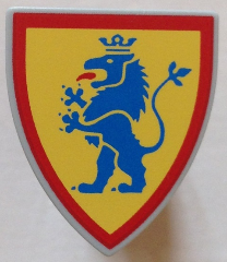 Minifigure, Shield Triangular Short with Blue Lion Standing on Yellow Background with Red Border Pattern