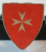 Minifigure, Shield Triangular Short with White Maltese Cross on Red Background Pattern (Sticker) - Sets 375 / 6075