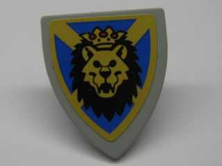 Minifigure, Shield Triangular Short with Lion Head, Blue and Yellow Pattern (Sticker) - Set 10176