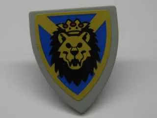 Minifigure, Shield Triangular Short with Lion Head, Blue and Yellow Pattern (Sticker) - Set 10176