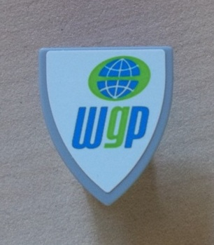 Minifigure, Shield Triangular Short with Globe and 'wgp' World Grand Prix Logo Pattern (Sticker) - Set 8423