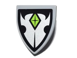 Minifigure, Shield Triangular Short with Silver Insignia and Lime Diamond Pattern (Sticker) - Set 41180