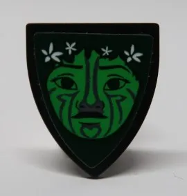 Minifigure, Shield Triangular Short with Te Fiti Green Face and White Flowers Pattern (Sticker) - Set 41150
