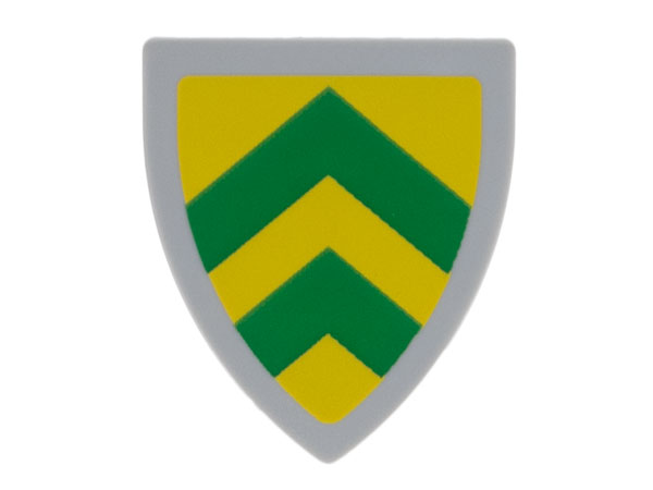 Minifigure, Shield Triangular Short with Green Chevrons on Yellow Background Pattern