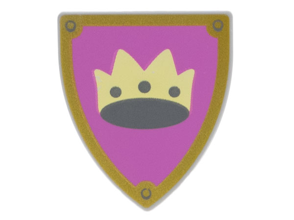 Minifigure, Shield Triangular Short with Crown on Light Purple Background with Gold Border Pattern