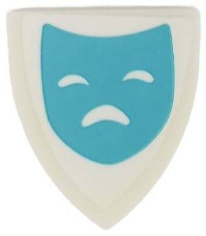 Minifigure, Shield Triangular Short with Medium Azure Tragedy Theater Mask Pattern (Sticker) - Set 41682