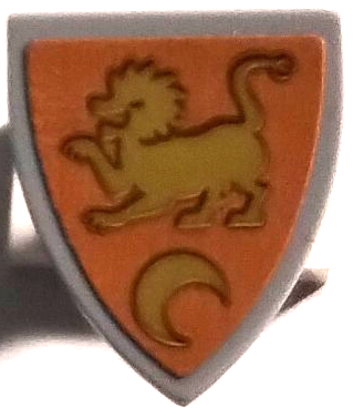 Minifigure, Shield Triangular Short with Gold Lion and Moon on Dark Orange Background Pattern (Sticker) - Set 76440