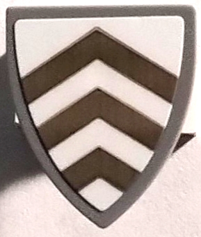 Minifigure, Shield Triangular Short with 3 Dark Tan Chevrons on White Background Pattern (Sticker) - Set 76440