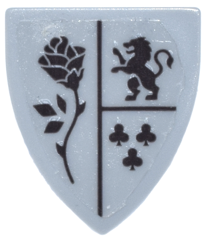 Minifigure, Shield Triangular Short with Crest Black Rose with Thorns, Lion and Clubs Pattern (Sticker) - Set 43263