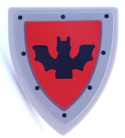 Minifigure, Shield Triangular Short with Black Rivets and Bat on Red Background Pattern (Sticker) - Set 910049