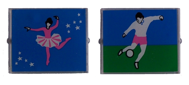 Glass for Window 1 x 4 x 3 with Ballerina and Soccer Player on Opposite Sides Pattern (Stickers) - Set 5890