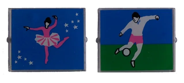 Glass for Window 1 x 4 x 3 with Ballerina and Soccer Player on Opposite Sides Pattern (Stickers) - Set 5890