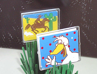 Glass for Window 1 x 4 x 3 with Cowboy on Horse and Waving Duck on Opposite Sides Pattern (Stickers) - Sets 5875 / 5876