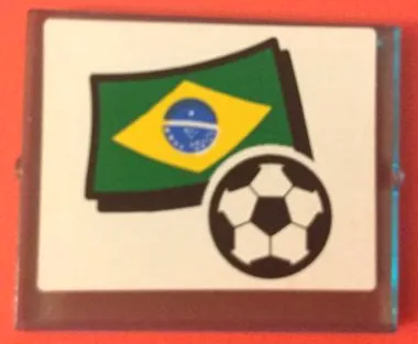 Glass for Window 1 x 4 x 3 with Flag of Brazil and Soccer Ball on White Background Pattern (Sticker) - Set 3411