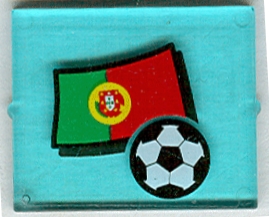 Glass for Window 1 x 4 x 3 with Flag of Portugal and Soccer Ball Pattern (Sticker) - Set 3407