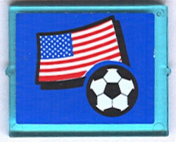 Glass for Window 1 x 4 x 3 with United States of America (USA) Flag and Soccer Ball on Blue Background Pattern (Sticker) - Set 3406