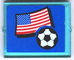 Glass for Window 1 x 4 x 3 with United States of America (USA) Flag and Soccer Ball on Blue Background Pattern (Sticker) - Set 3406