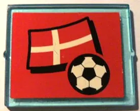 Glass for Window 1 x 4 x 3 with Flag of Denmark and Soccer Ball on Red Background Pattern (Sticker) - Set 3407