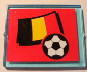 Glass for Window 1 x 4 x 3 with Flag of Belgium and Soccer Ball on Red Background Pattern (Sticker) - Set 3407