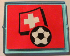 Glass for Window 1 x 4 x 3 with Flag of Switzerland and Soccer Ball on Red Background Pattern (Sticker) - Set 3407