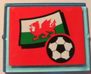 Glass for Window 1 x 4 x 3 with Flag of Wales and Soccer Ball on Red Background Pattern (Sticker) - Set 3407