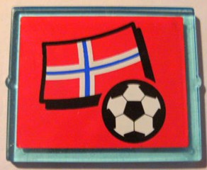 Glass for Window 1 x 4 x 3 with Flag of Norway and Soccer Ball on Red Background Pattern (Sticker) - Set 3407