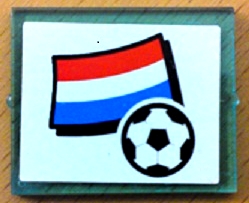 Glass for Window 1 x 4 x 3 with Flag of Netherlands and Soccer Ball on White Background Pattern (Sticker) - Set 3405