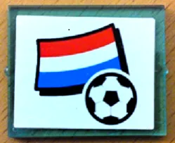 Glass for Window 1 x 4 x 3 with Flag of Netherlands and Soccer Ball on White Background Pattern (Sticker) - Set 3405