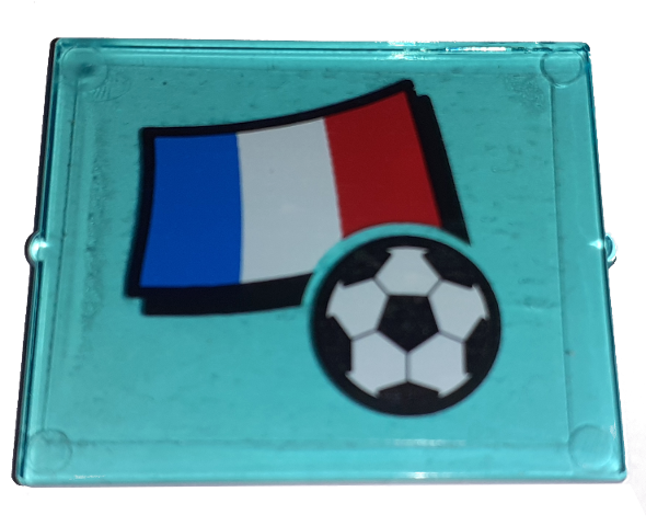 Glass for Window 1 x 4 x 3 with Flag of France and Soccer Ball Pattern (Sticker) - Set 3406