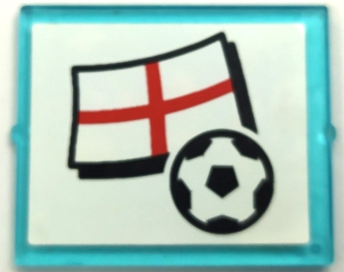 Glass for Window 1 x 4 x 3 with Flag of England and Soccer Ball on White Background Pattern (Sticker) - Set 3405