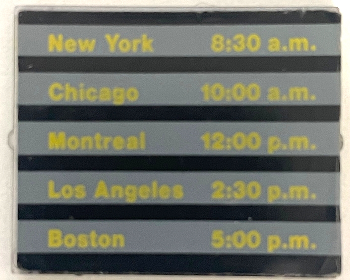 Glass for Window 1 x 4 x 3 with Train Schedule US Cities Pattern on Both Sides (Stickers) - Sets 4554 / 4558