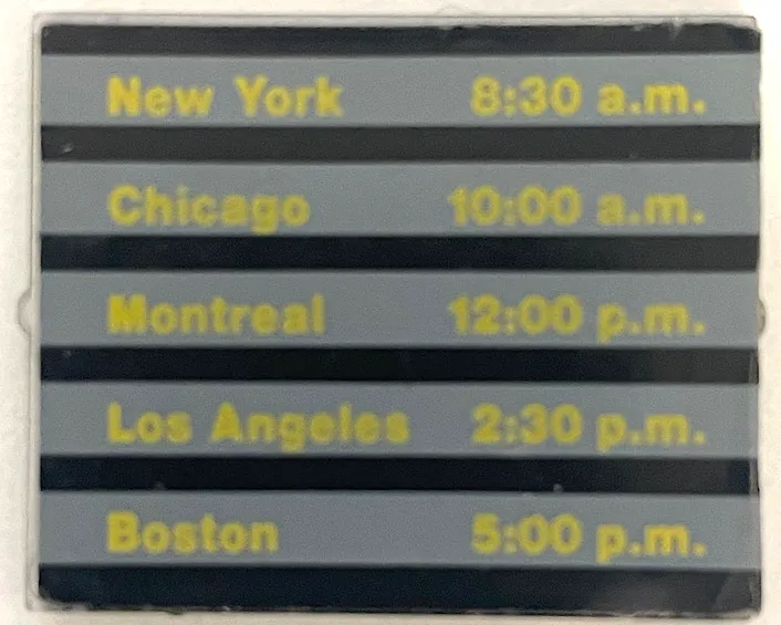 Glass for Window 1 x 4 x 3 with Train Schedule US Cities Pattern on Both Sides (Stickers) - Sets 4554 / 4558