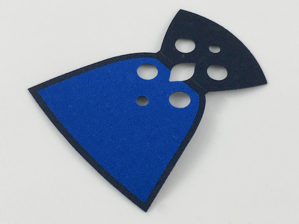 Minifigure Cape Cloth, Rounded Bottom and Round Collar with Blue on One Side of Cape Pattern - Traditional Starched Fabric